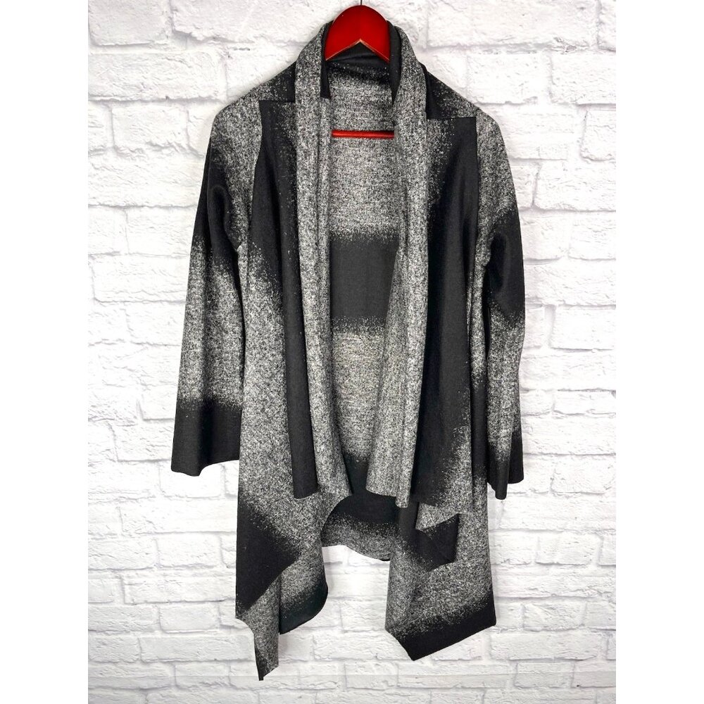 BRYN WALKER Women's Black Gray Tie Back Stripe Baram Wool Blend Cardigan NWT S